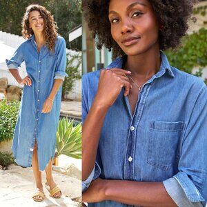 Frank & Eileen Rory Maxi Dress Vintage Stonewashed Indigo Blue Denim Size XL